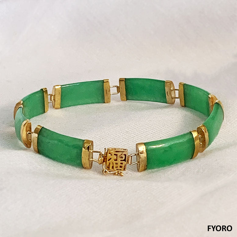 Fu Fuku Fortune Yat-Baat Jade Bracelet (with 14K Gold) – FYORO