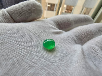 Certified 2.80cts. Vivid Apple Green Burmese A-Jadeite Oval Cabochon Loose Stone LS3