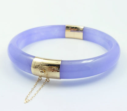 Viceroy's Circular Lavender Jade Bangle Bracelet (with 14K Yellow Gold)