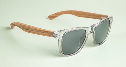 Tatsu FYORO Sunglasses (UV400 Polarized, Crystal Grey Frames and Zebrawood Temple)