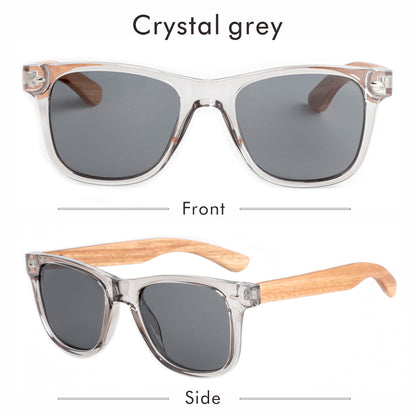 Tatsu FYORO Sunglasses (UV400 Polarized, Crystal Grey Frames and Zebrawood Temple)