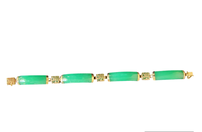 Quartet Link Jade Dragon Bracelet (with 14K Yellow Gold)