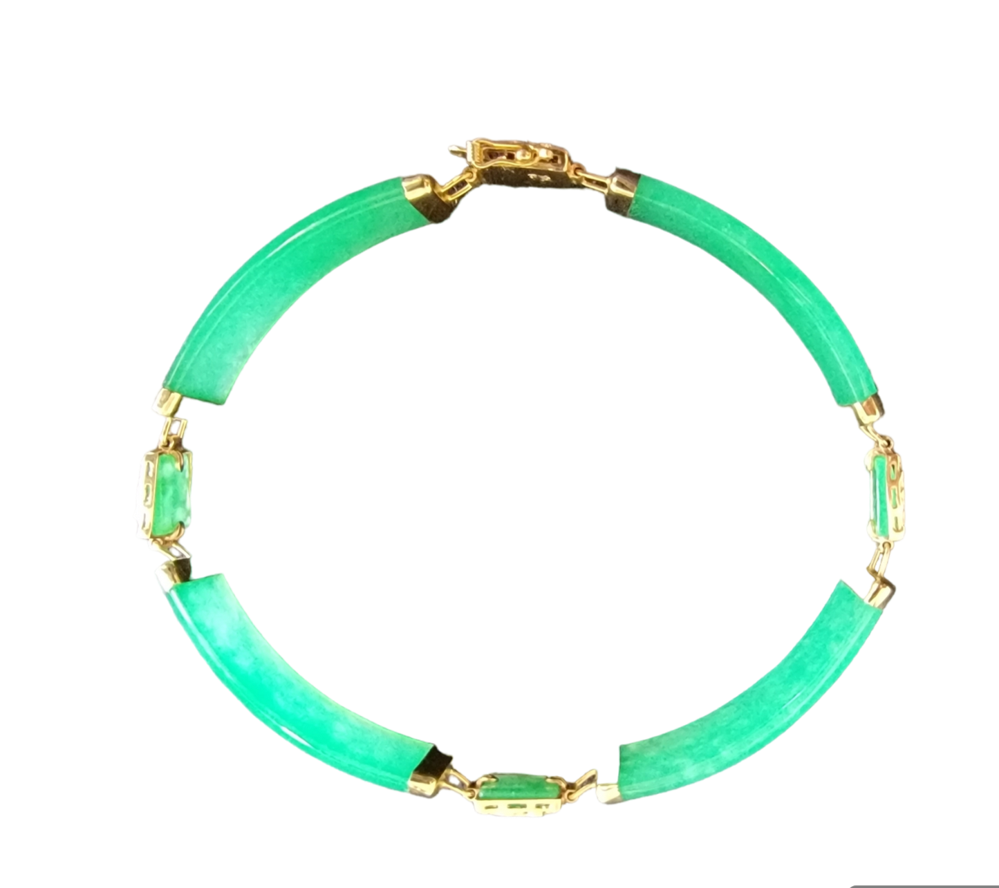 Quartet Link Jade Dragon Bracelet (with 14K Yellow Gold)