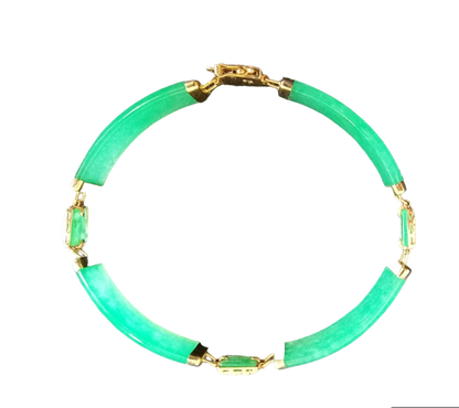 Quartet Link Jade Dragon Bracelet (with 14K Yellow Gold)