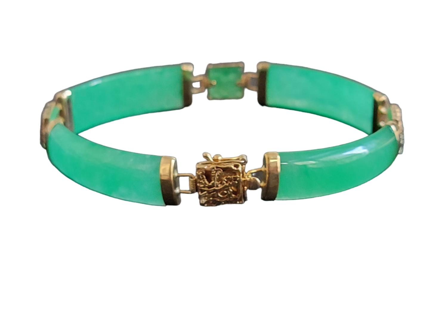 Quartet Link Jade Dragon Bracelet (with 14K Yellow Gold)