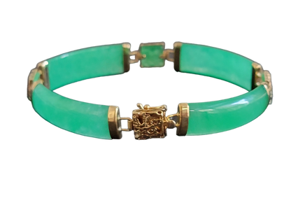 Quartet Link Jade Dragon Bracelet (with 14K Yellow Gold)