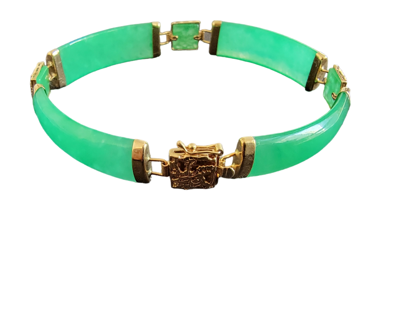 Quartet Link Jade Dragon Bracelet (with 14K Yellow Gold)