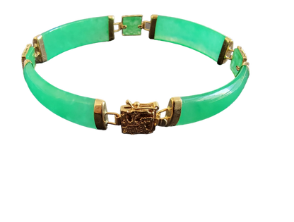 Quartet Link Jade Dragon Bracelet (with 14K Yellow Gold)