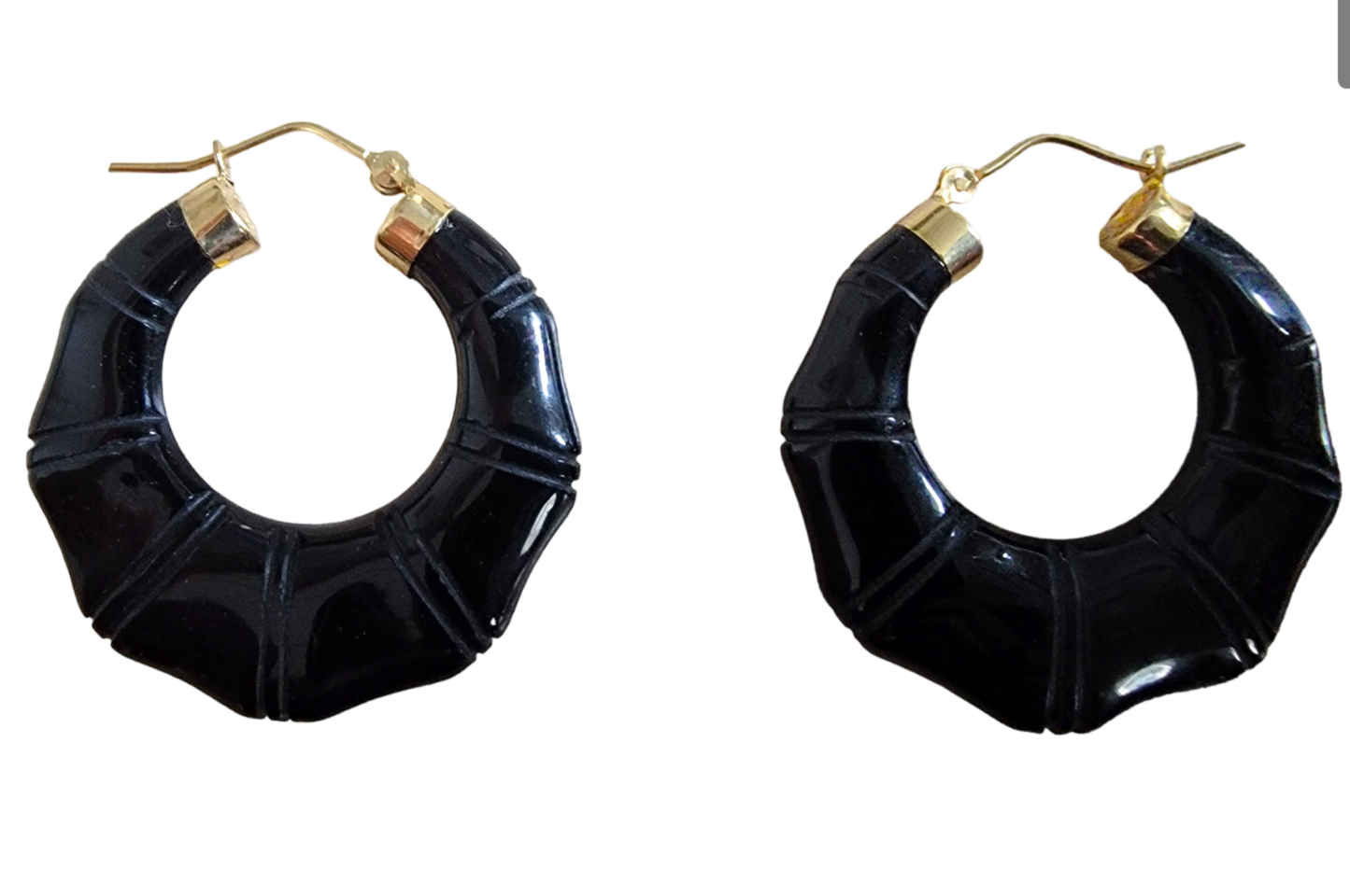 Shou Tai Onyx Hoop Earrings (with 14K Gold)