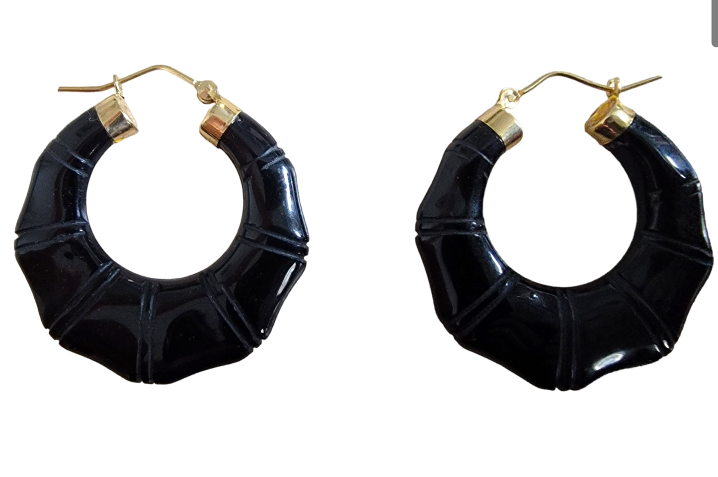 Shou Tai Onyx Hoop Earrings (with 14K Yellow Gold)