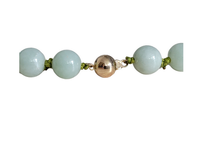 Imperial Long Burmese A-Jade Beaded Necklace (10mm Each x 42 beads) with 14K Yellow Gold 10002