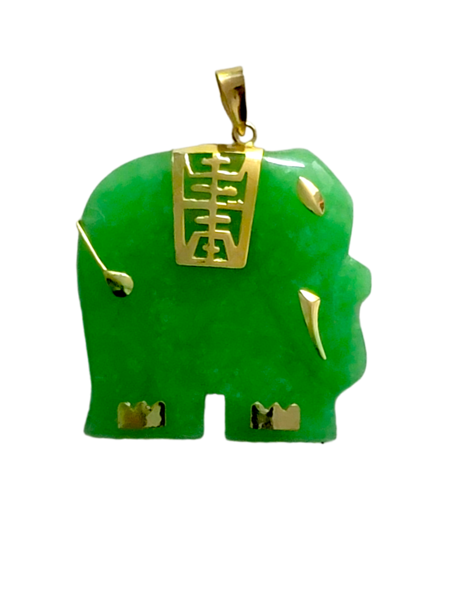 上海翡翠象ペンダント（14Kゴールド付き）
