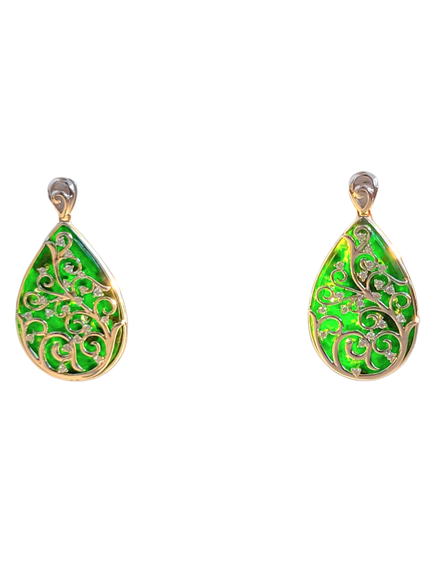 Gardens of Eden Pendant Certified (with Hand Carved Burmese A-Jadeite, 18K White Gold, and White Diamonds)