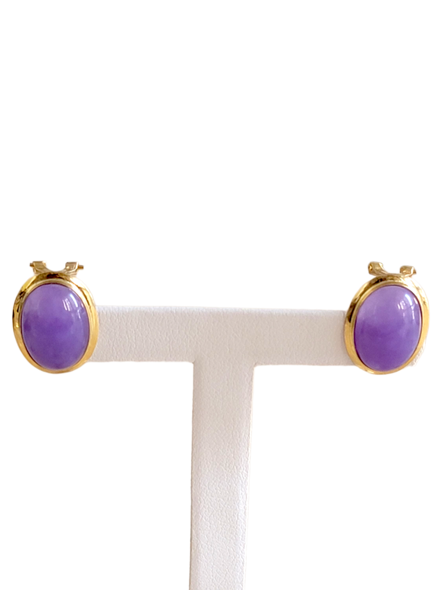 Qīng Purple Jade Earrings (with 14K Gold)