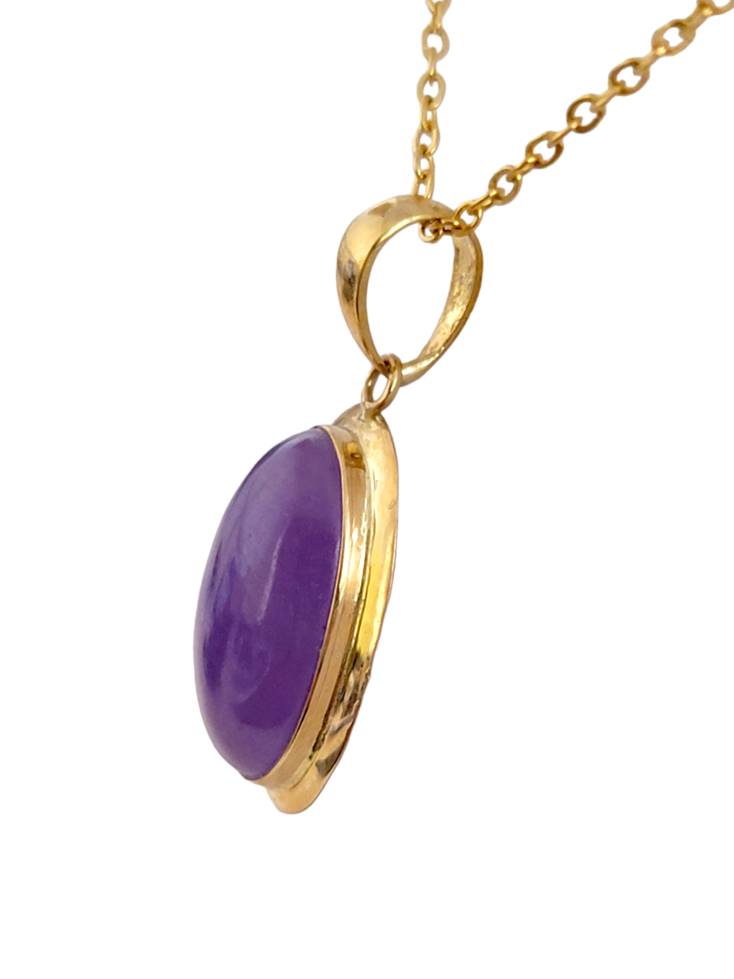 Qing Purple Jade Pendant (with 14K Yellow Gold)