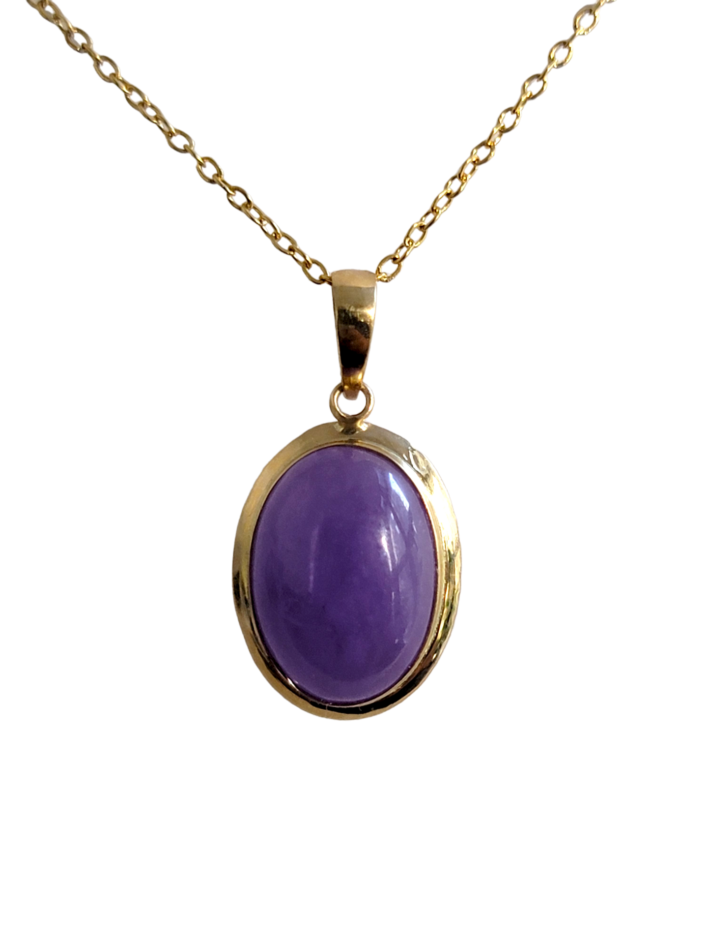 Qing Purple Jade Pendant (with 14K Yellow Gold)