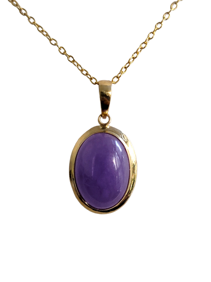 Qing Purple Jade Pendant (with 14K Yellow Gold)