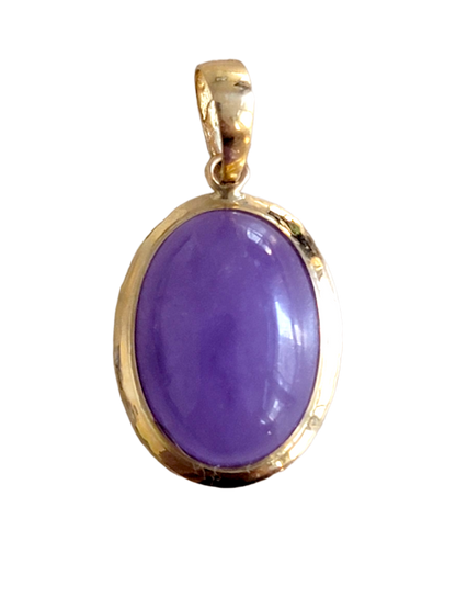 Qing Purple Jade Pendant (with 14K Yellow Gold)