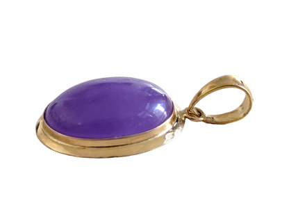 Qing Purple Jade Pendant (with 14K Yellow Gold)