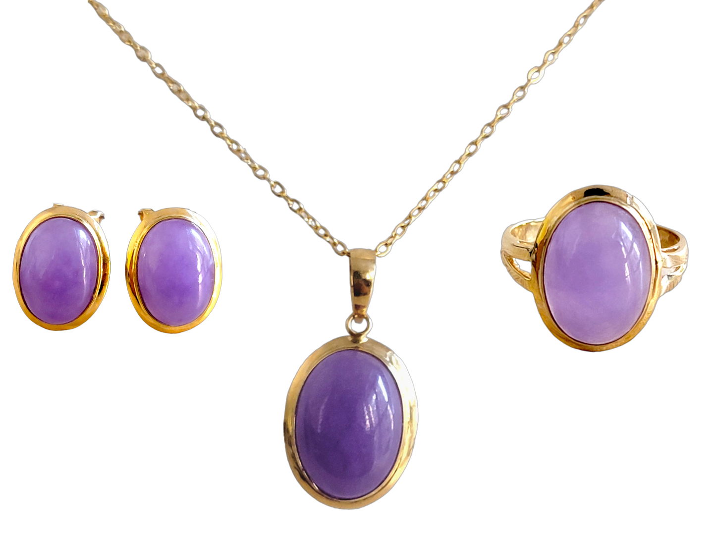 Qīng Purple Jade Earrings (with 14K Gold)