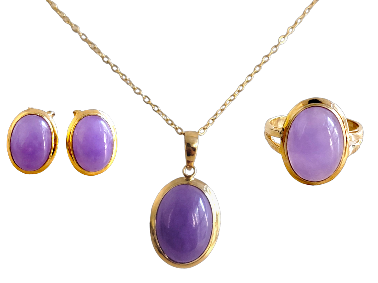 Qing Purple Jade Set (with 14K Gold)