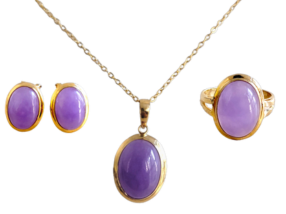 Qing Purple Jade Set (with 14K Gold)