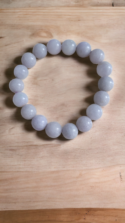 Imperial Lavender Burmese Jade Beaded Bracelet (10mm Each x 18 beads)