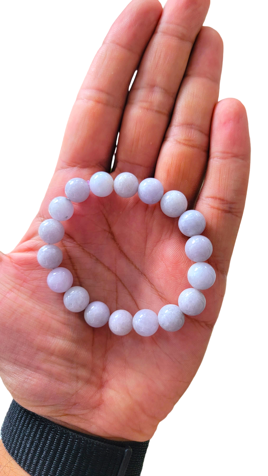 Imperial Lavender Burmese Jade Beaded Bracelet (10mm Each x 18 beads)