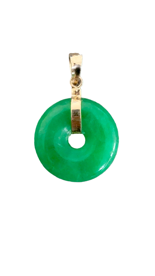 Jade Disc Pendant (with 14K Yellow Gold)