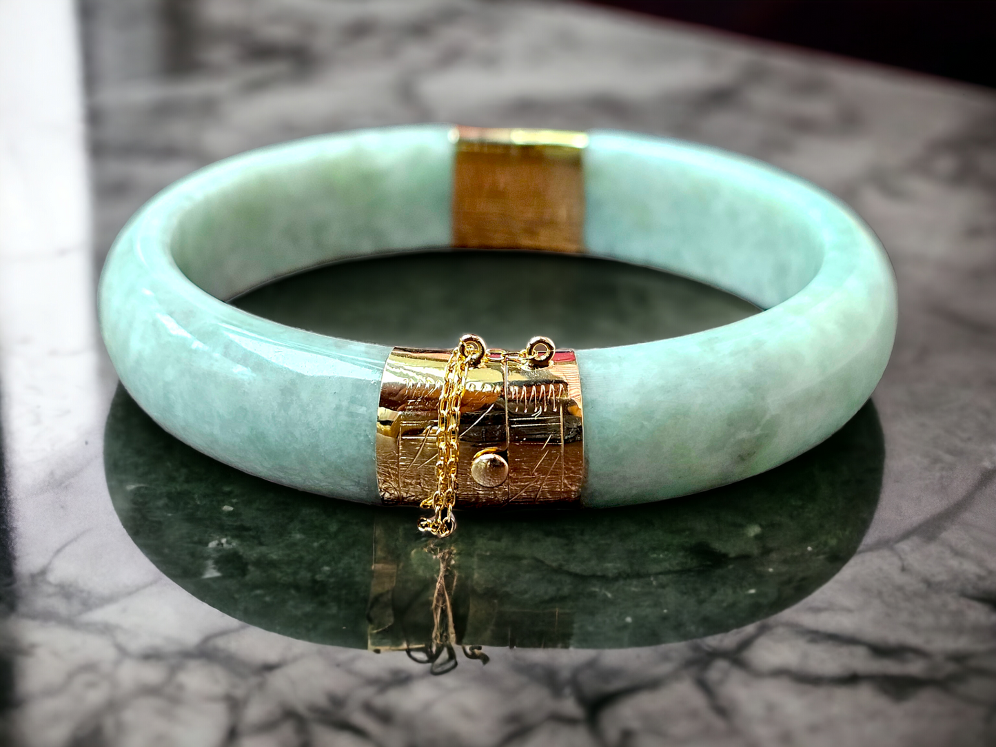 Viceroy's Circular Burmese Jade Bangle Bracelet (with 14K Gold)