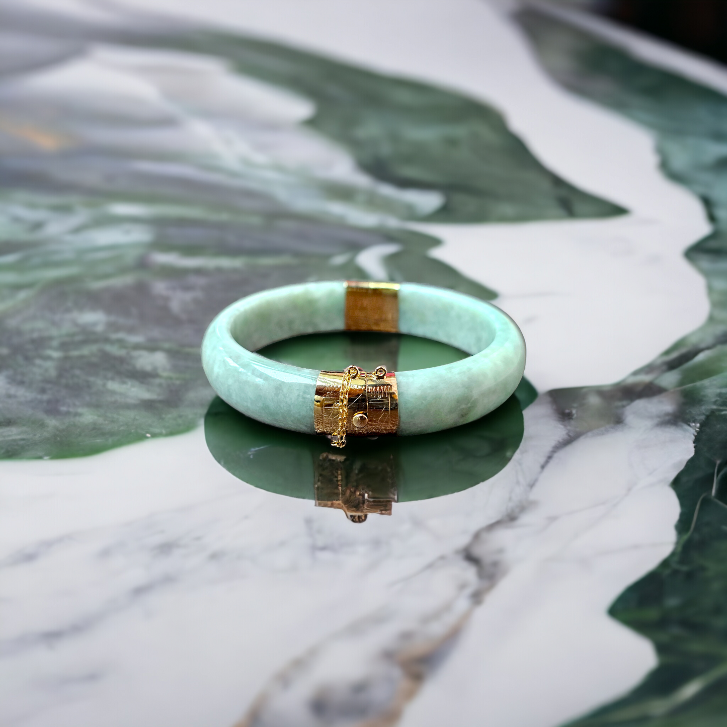 Viceroy's Circular Burmese Jade Bangle Bracelet (with 14K Gold)