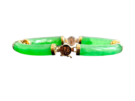 Quartet of Virtues Jade Bracelet (with 14K Yellow Gold)