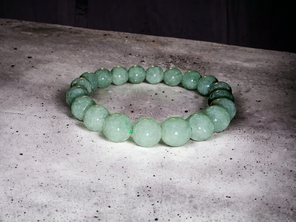 Imperial Green Burmese Jade Beaded Bracelet (10mm Each x 18 beads)