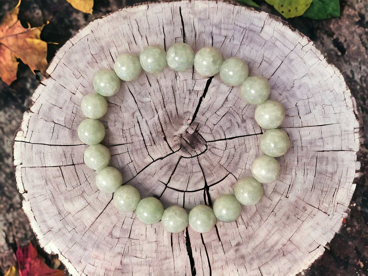 Imperial Green Burmese Jade Beaded Bracelet (10mm Each x 18 beads)