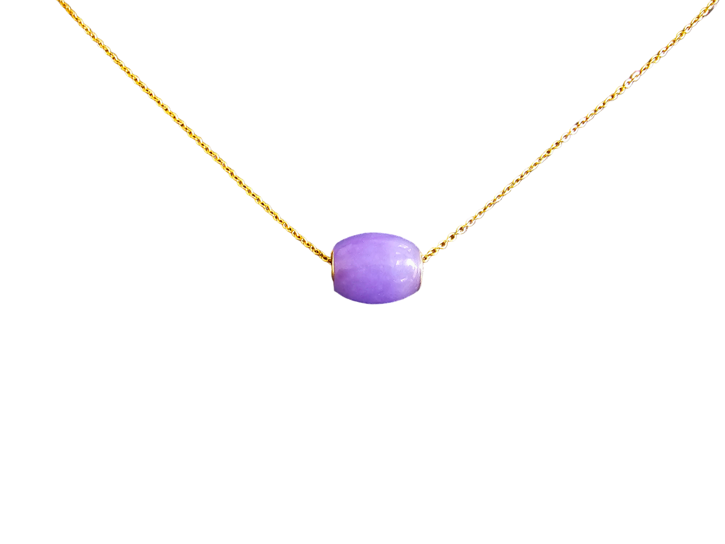 Unity Purple Jade Bead Pendant (with 14K Yellow Gold)