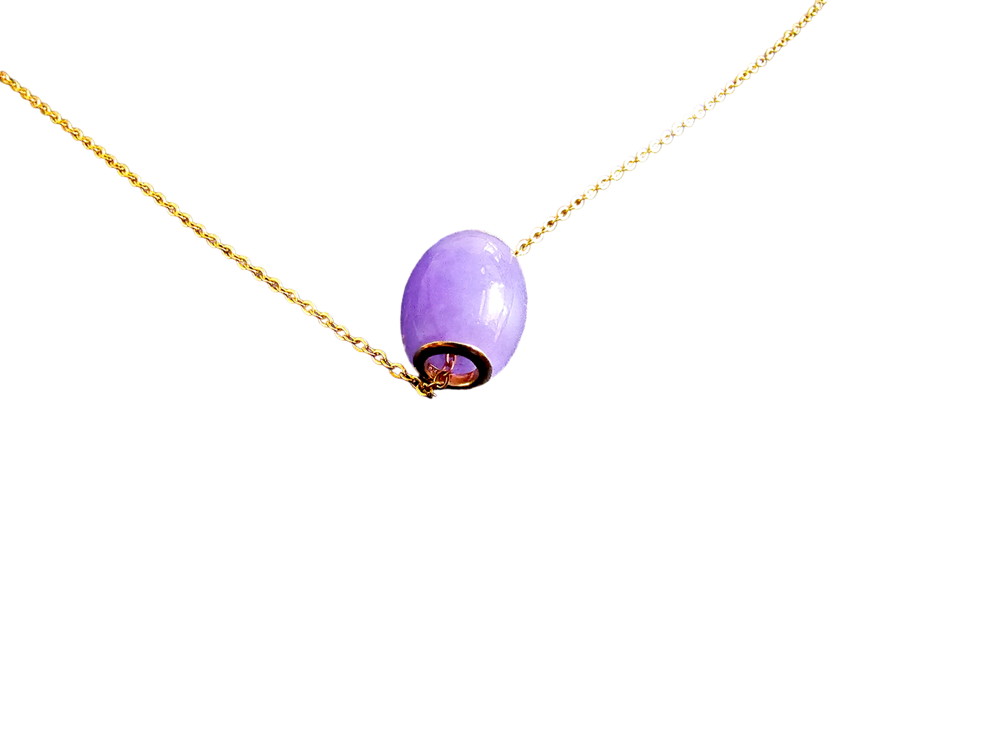 Unity Purple Jade Bead Pendant (with 14K Yellow Gold)