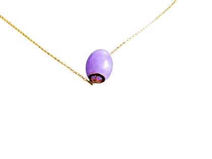 Unity Purple Jade Bead Pendant (with 14K Yellow Gold)