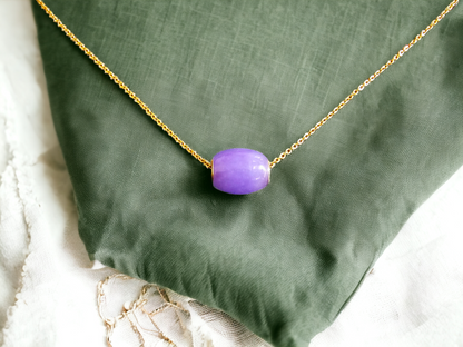 Unity Purple Jade Bead Pendant (with 14K Yellow Gold)