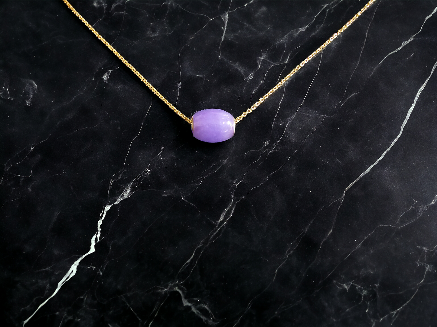 Unity Purple Jade Bead Pendant (with 14K Yellow Gold)