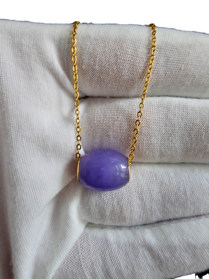 Unity Purple Jade Bead Pendant (with 14K Yellow Gold)