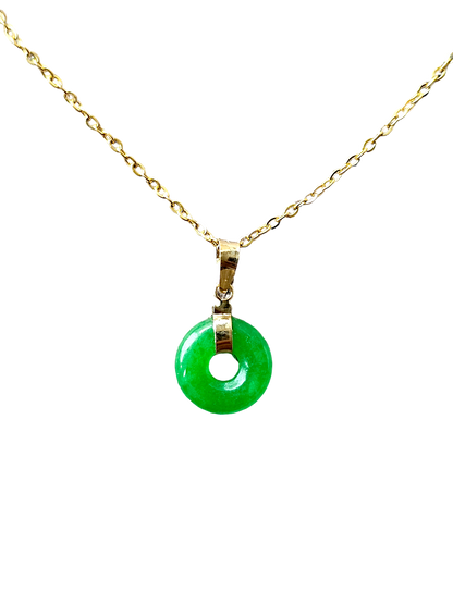 Jade Xiao Disc Pendant (with 14K Gold)