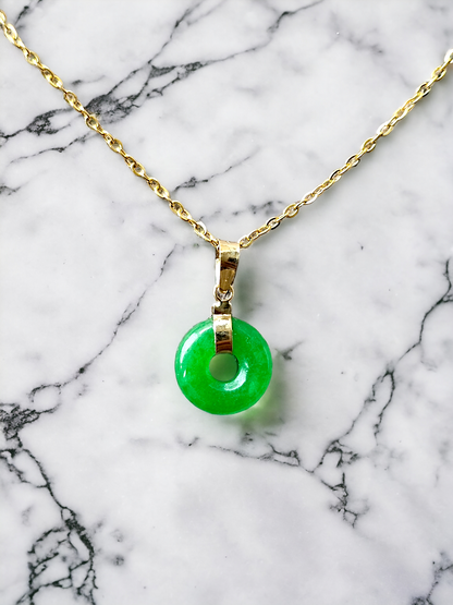 Jade Xiao Disc Pendant (with 14K Gold)