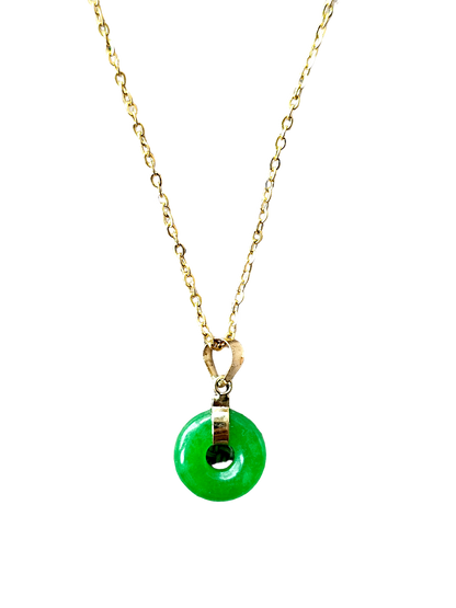 Jade Xiao Disc Pendant (with 14K Gold)