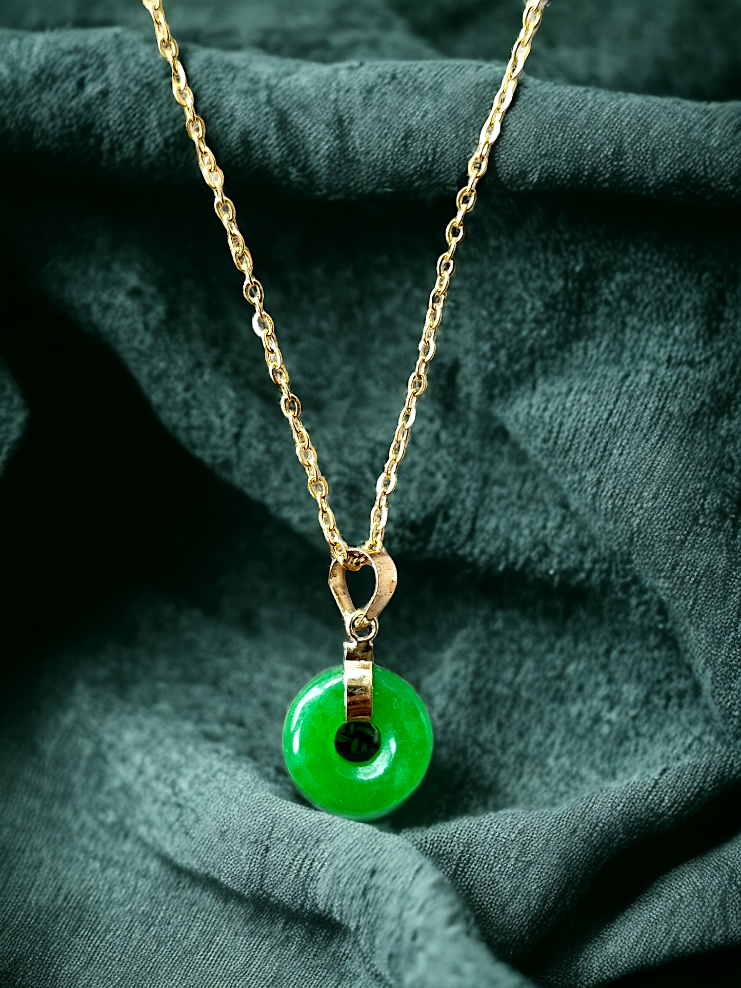 Jade Xiao Disc Pendant (with 14K Gold)