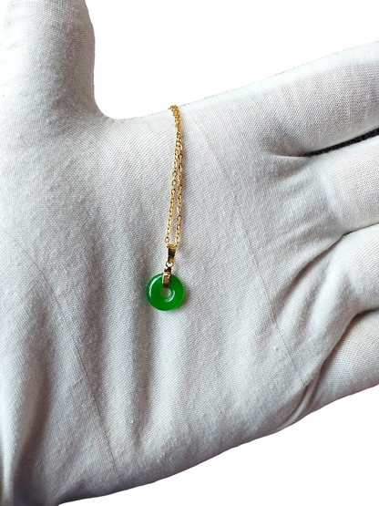 Jade Xiao Disc Pendant (with 14K Gold)
