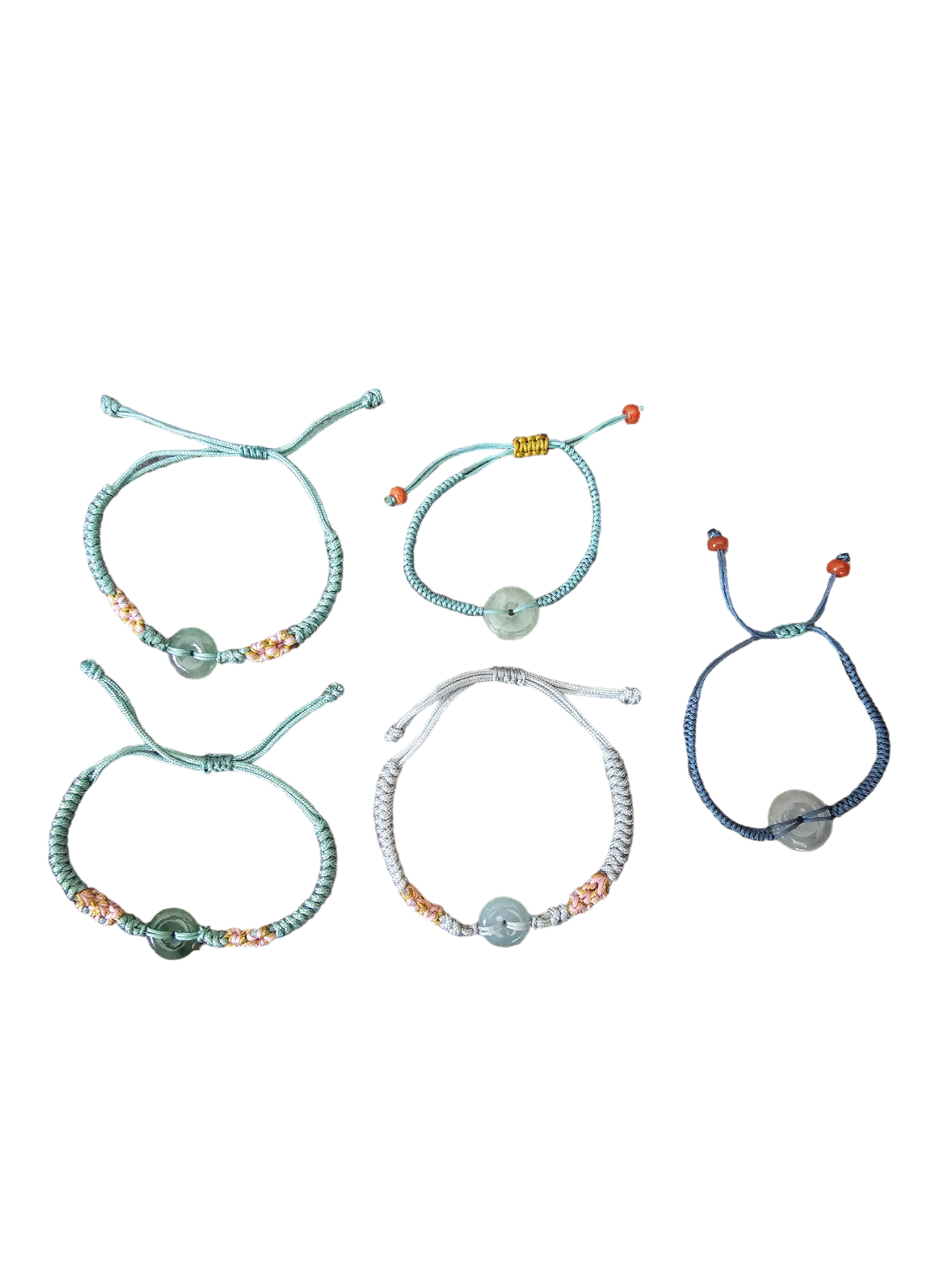 Woven Thread Burmese A-Jadeite Donut Bracelet