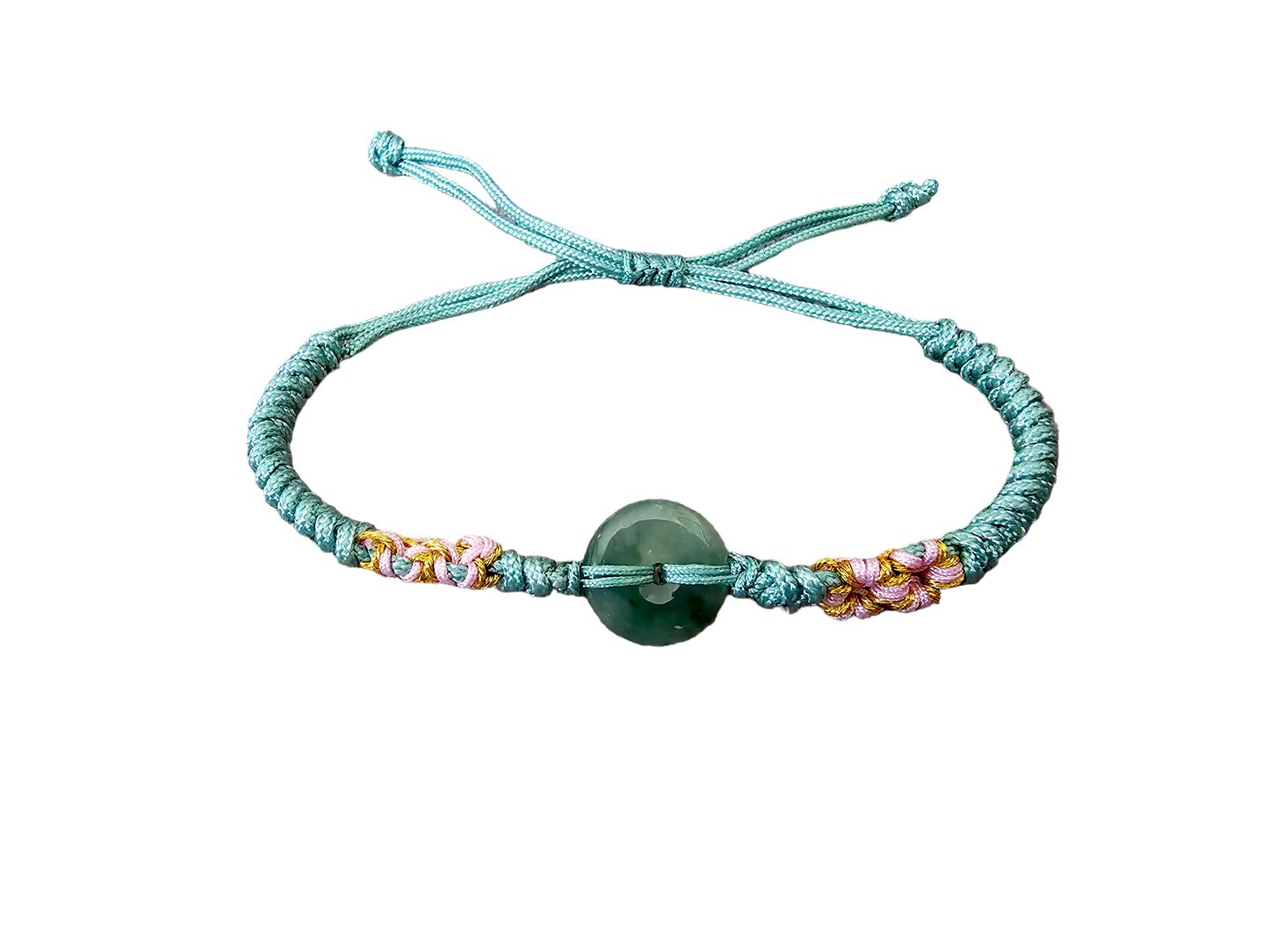 Woven Thread Burmese A-Jadeite Donut Bracelet