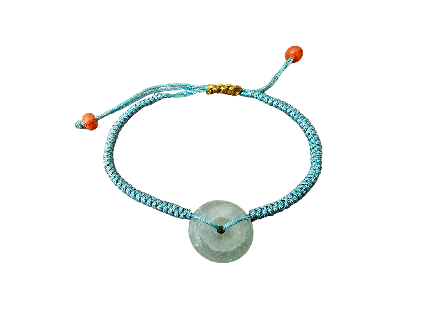 Woven Thread Burmese A-Jadeite Donut Bracelet