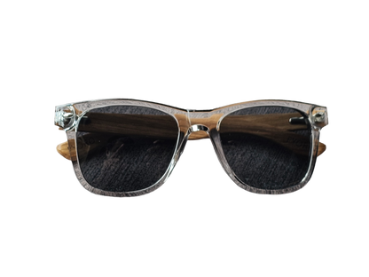 Tatsu FYORO Sunglasses (UV400 Polarized, Crystal Grey Frames and Zebrawood Temple)