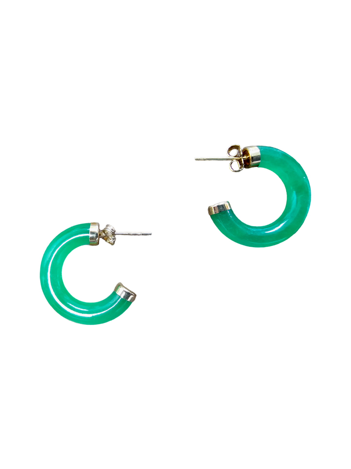 C-Hoop Jade Earrings (With 14K Yellow Gold)